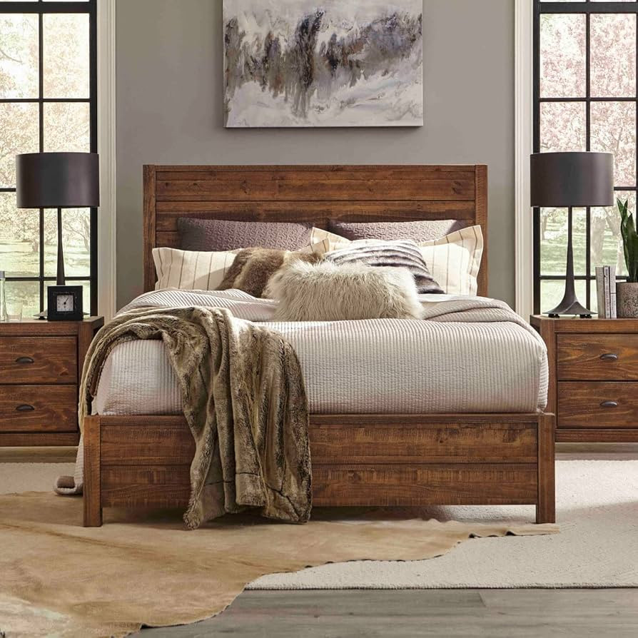 Grain Wood Furniture Montauk Solid Wood Bed, King Size, Rustic Walnut | Amazon (US)
