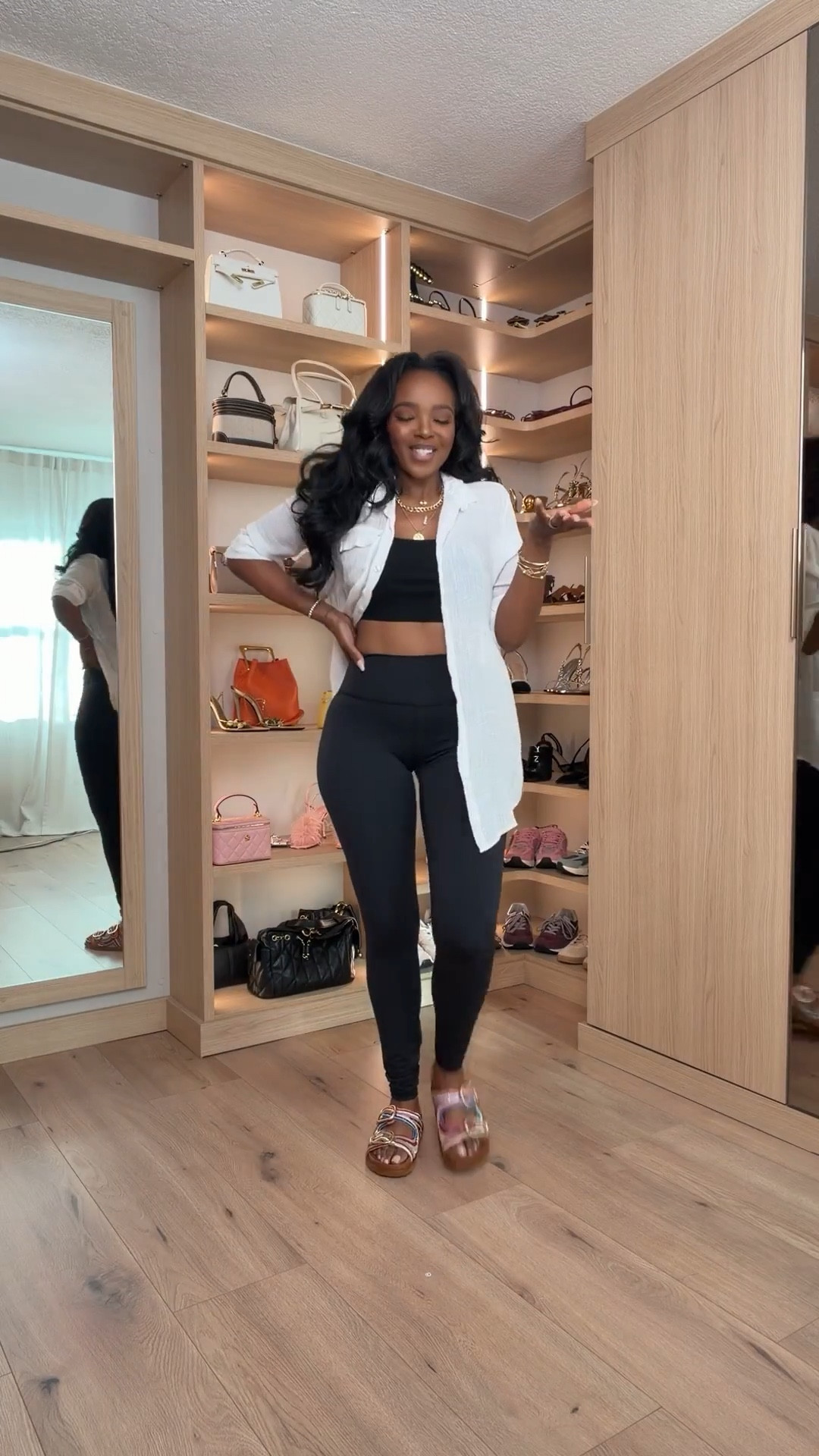 Scroll to shop this effortless everyday look 🤍

This casual outfit is the perfect mix of comfy and styled—the cropped tank and leggings keep it sleek while the oversized button-down adds that laid-back, elevated vibe. Such an easy go-to you’ll wear on repeat.

Perfect for errands, travel days, casual outings, or everyday wear.

📏 Measurements: 5’4”, 140 lbs, 34D bust, 27” waist, 40” hips

Follow me on Instagram and YouTube @kirasfashionfinds

