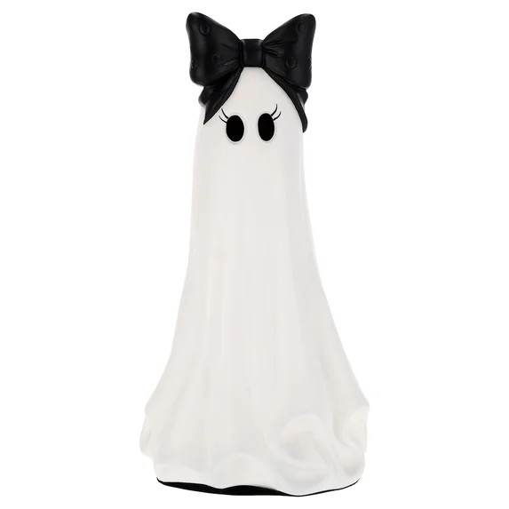 My Texas House Large Ghost with Bow Tabletop Decoration, Black and White, 20" | Walmart (US)