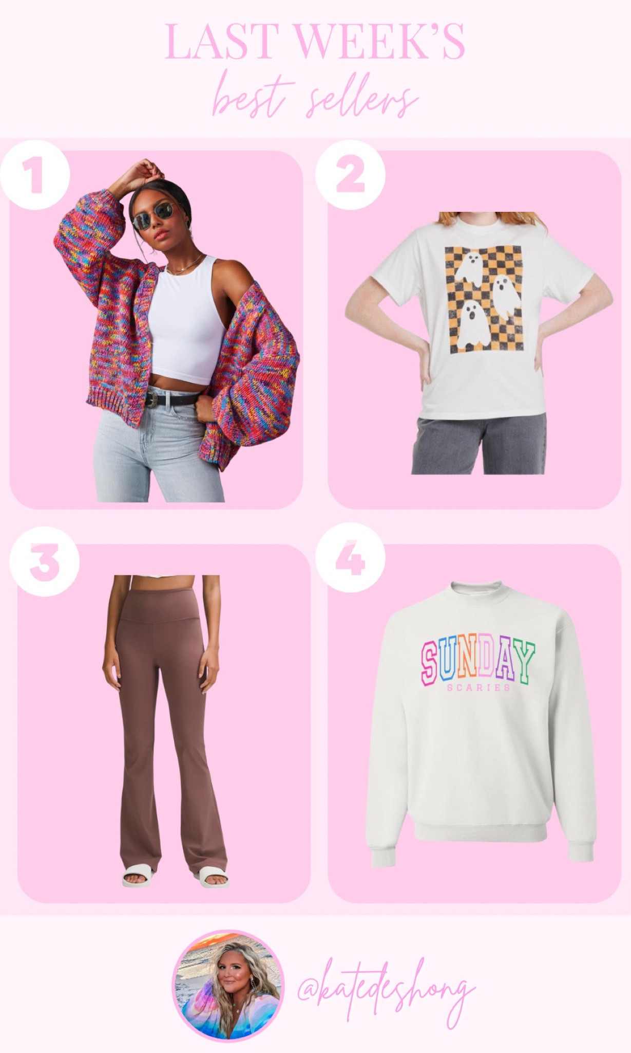 Last weeks best sellers 🦋 Best sellers. Most loved. Most purchased. Favorites. Amazon finds. Summer outfits. Top 5. Fall outfits fall transitions. Halloween tee. Colorful sweater. Sunday scaries hoodie. Flare leggings 

#LTKmidsize #LTKSeasonal #LTKFind