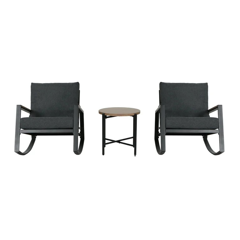 Mainstays Westmont 3-Piece Outdoor Rocker Set, Black | Walmart (US)