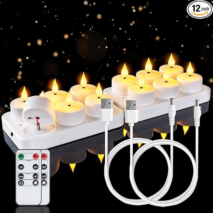 Homemory Rechargeable Tea Lights Flameless Candles with Remote Timer, Battery Operated LED Tealig... | Amazon (US)