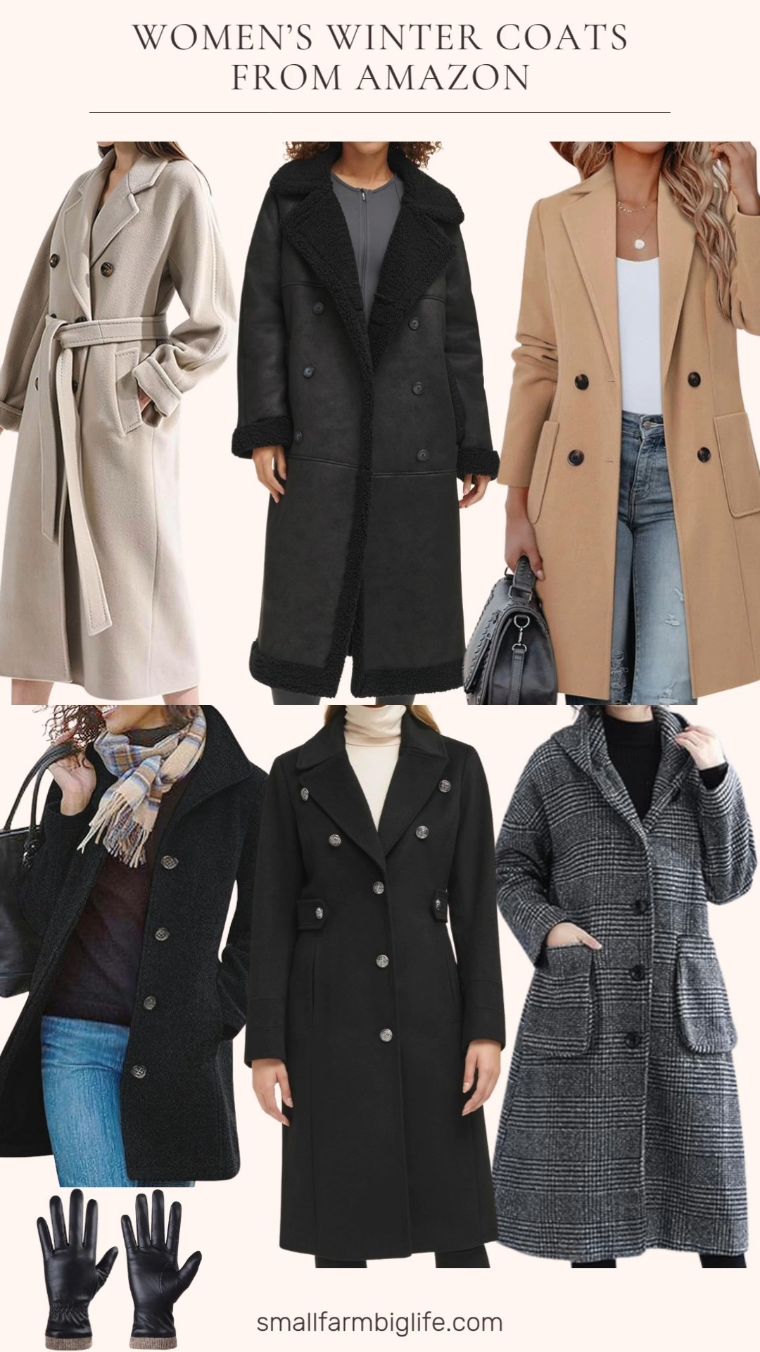 Winter coat crushes from Amazon 🤎🧥 From a sleek black wool blend stand collar pea coat, a cozy houndstooth plaid long wool coat with a hood, a classic tan double breasted pea coat, a luxe black faux shearling long coat, and a dreamy cream wool blend double breasted jacket. Chic layers for every cold weather outfit. 

 #LTKSeasonal #LTKOver40 #LTKWorkwear