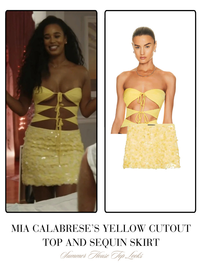 Mia Calabrese's Yellow Cutout Top and Sequin Skirt 

 