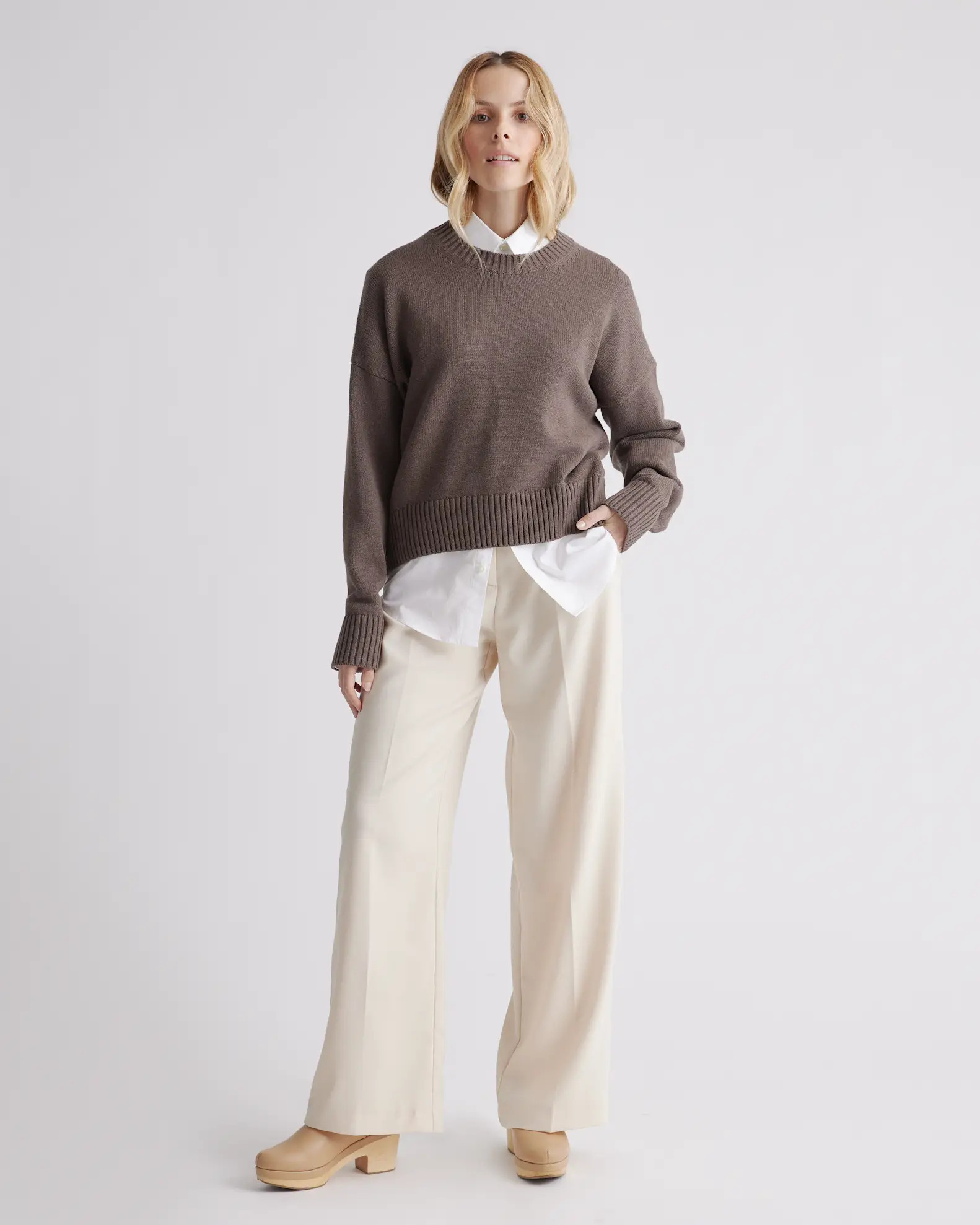 100% Organic Cotton Boyfriend Crew Sweater | Quince