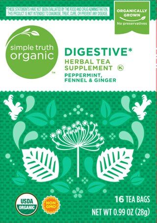 Simple Truth Organic Digestive Herbal Tea Supplement Peppermint Fennel & Ginger -- 16 Tea Bags | Vitacost.com