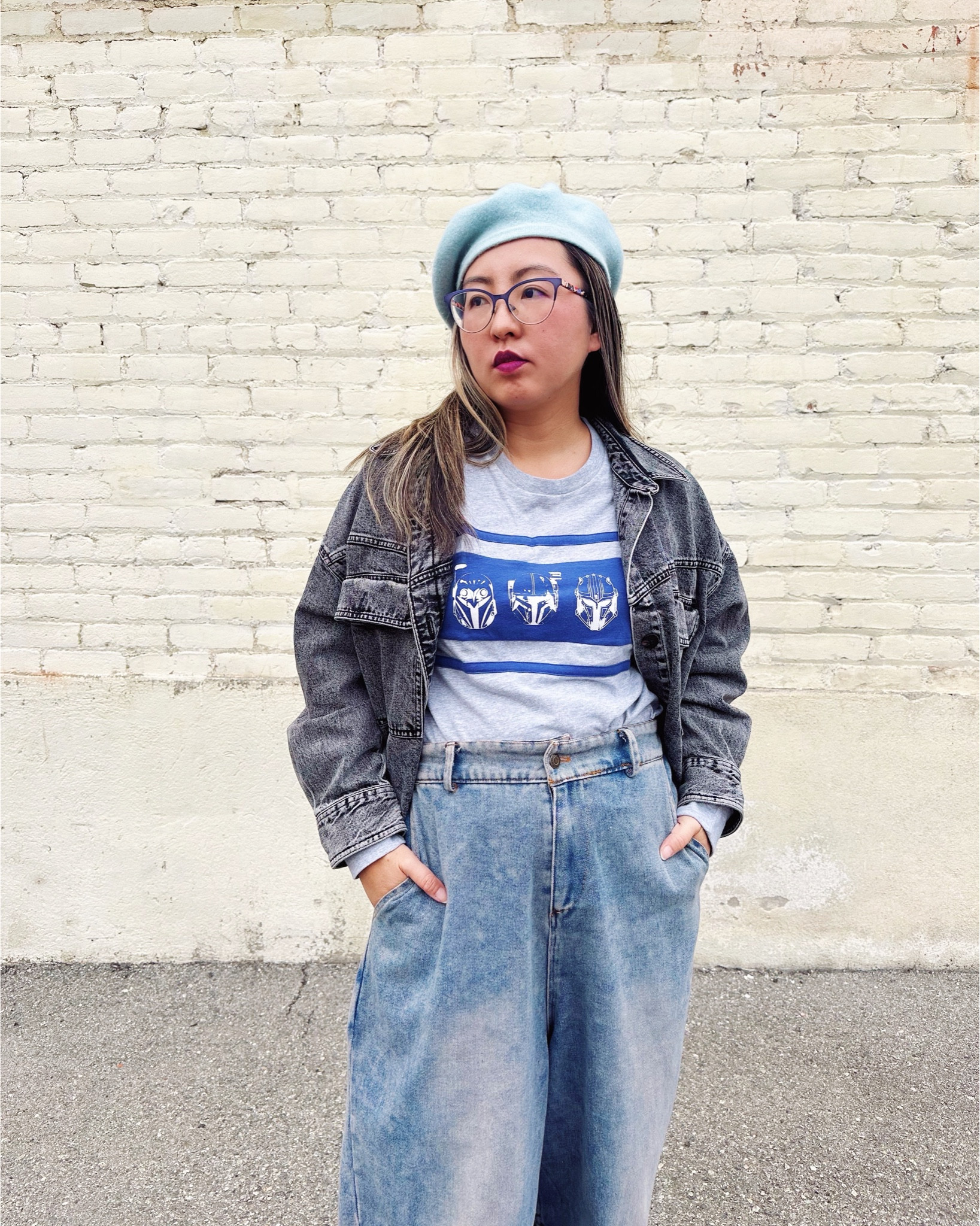 One of my favorite kinds of geek girl outfits- dressing up a unisex graphic tee. This long sleeve shirt is still available on Her Universe, featuring Mandalorian helmets & the Nite Owls symbol.

#LTKGiftGuide #LTKootd #LTKPetite