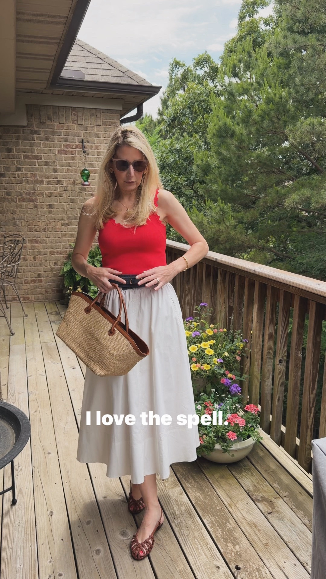 Classic red, white and blue outfit idea that you can mix and match with other things throughout the summer. I have this belt in two colors! Love it so much. This compression tank comes in several great colors. Wearing small but could go up a size as if runs small. Everything else tts. #tuckernuckpartner @tuckernuck