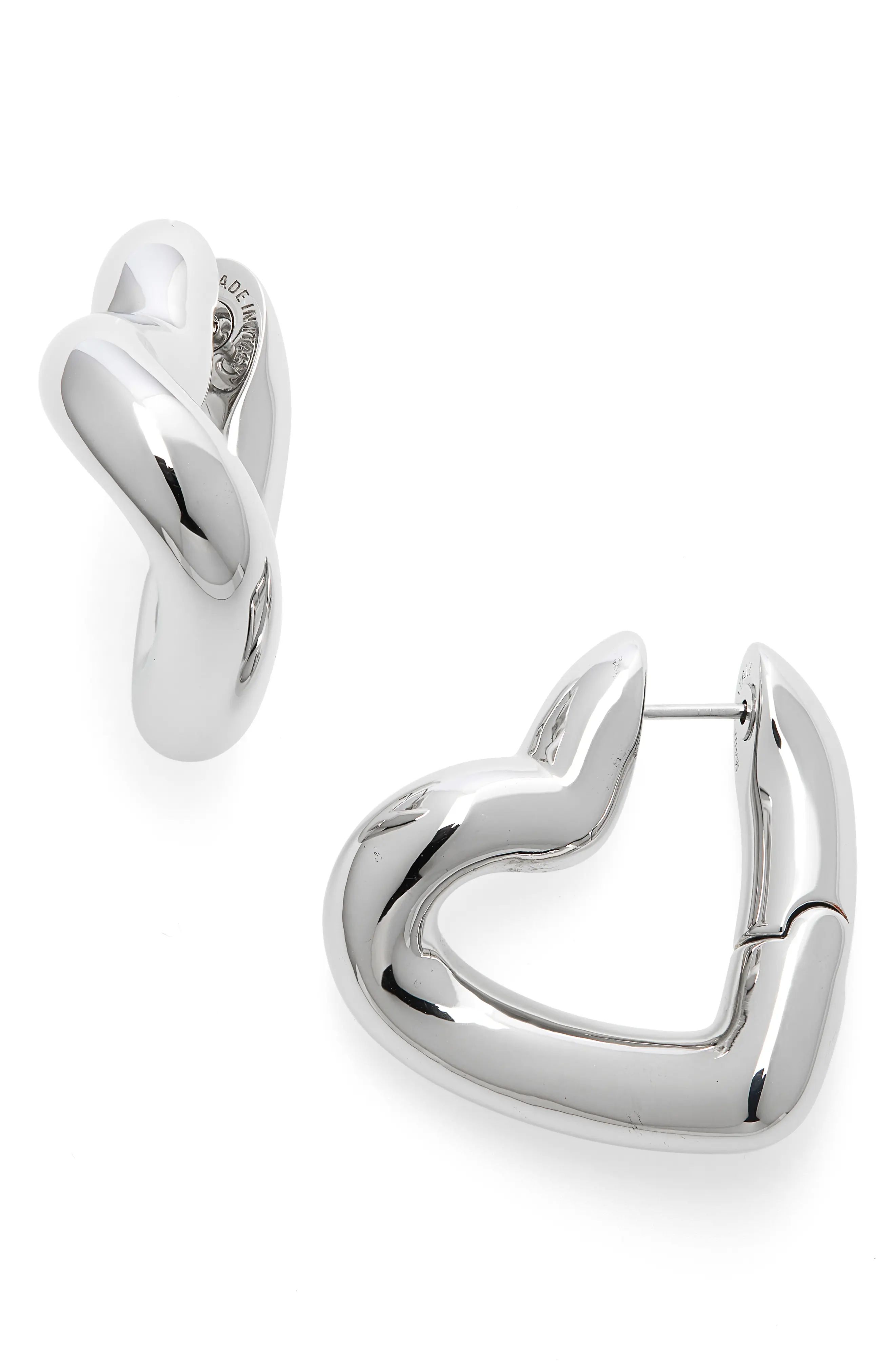 Balenciaga Loop Heart Earrings in Shiny Silver at Nordstrom | Nordstrom