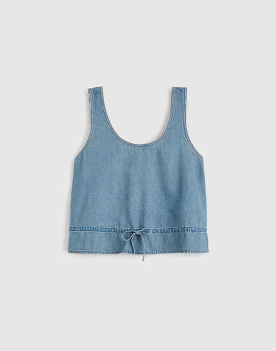 Airy Denim Scoopneck Peplum Top | Madewell