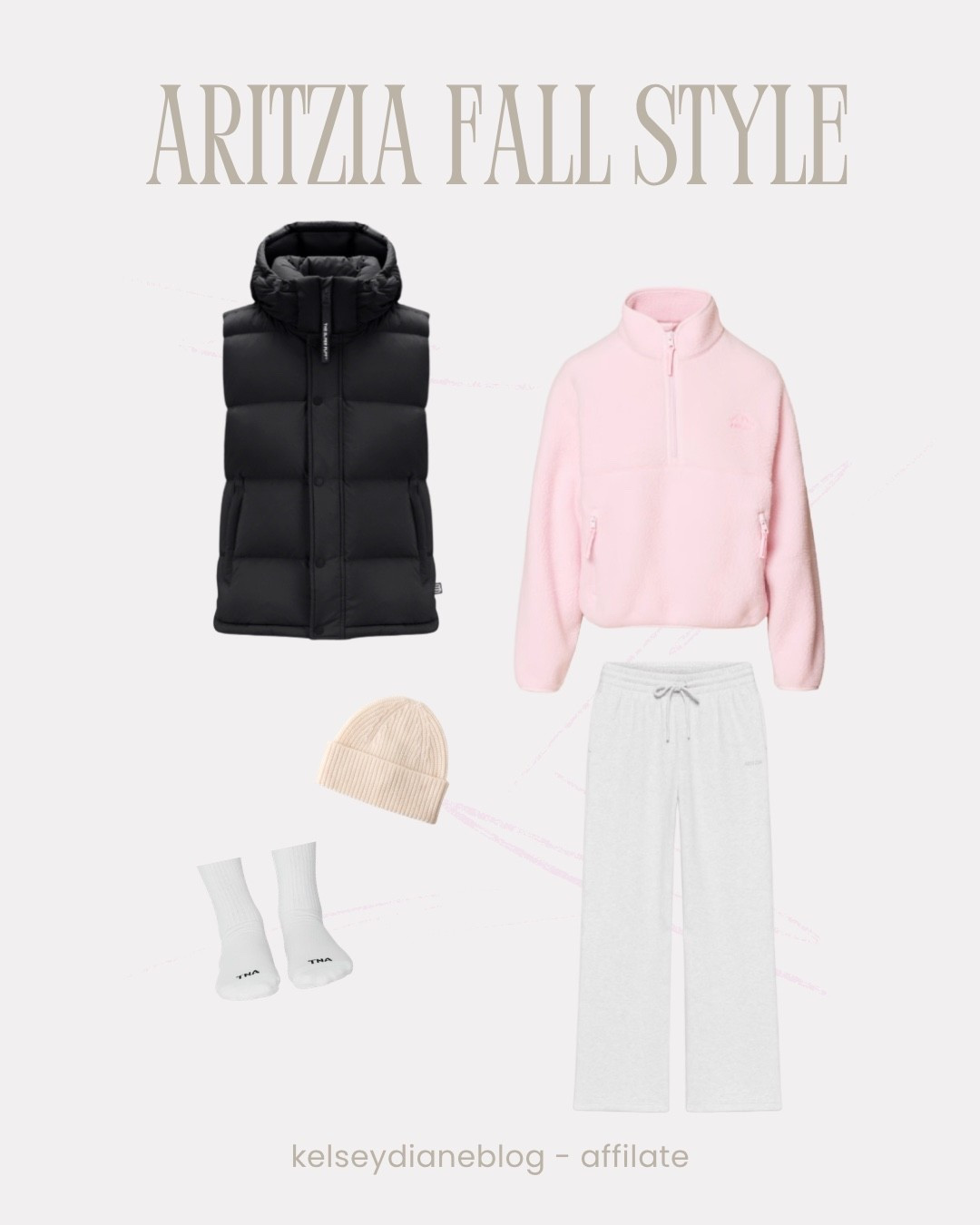 Cute fall outfit inspo from Aritzia! Pink Sherpa, SuperPuff Vest, Wide Leg Joggers, TNA Socks, and a comfy beanie. #Artizia #Fall #Outfitinspo

#LTKcanada #LTKfall #LTKstyletip