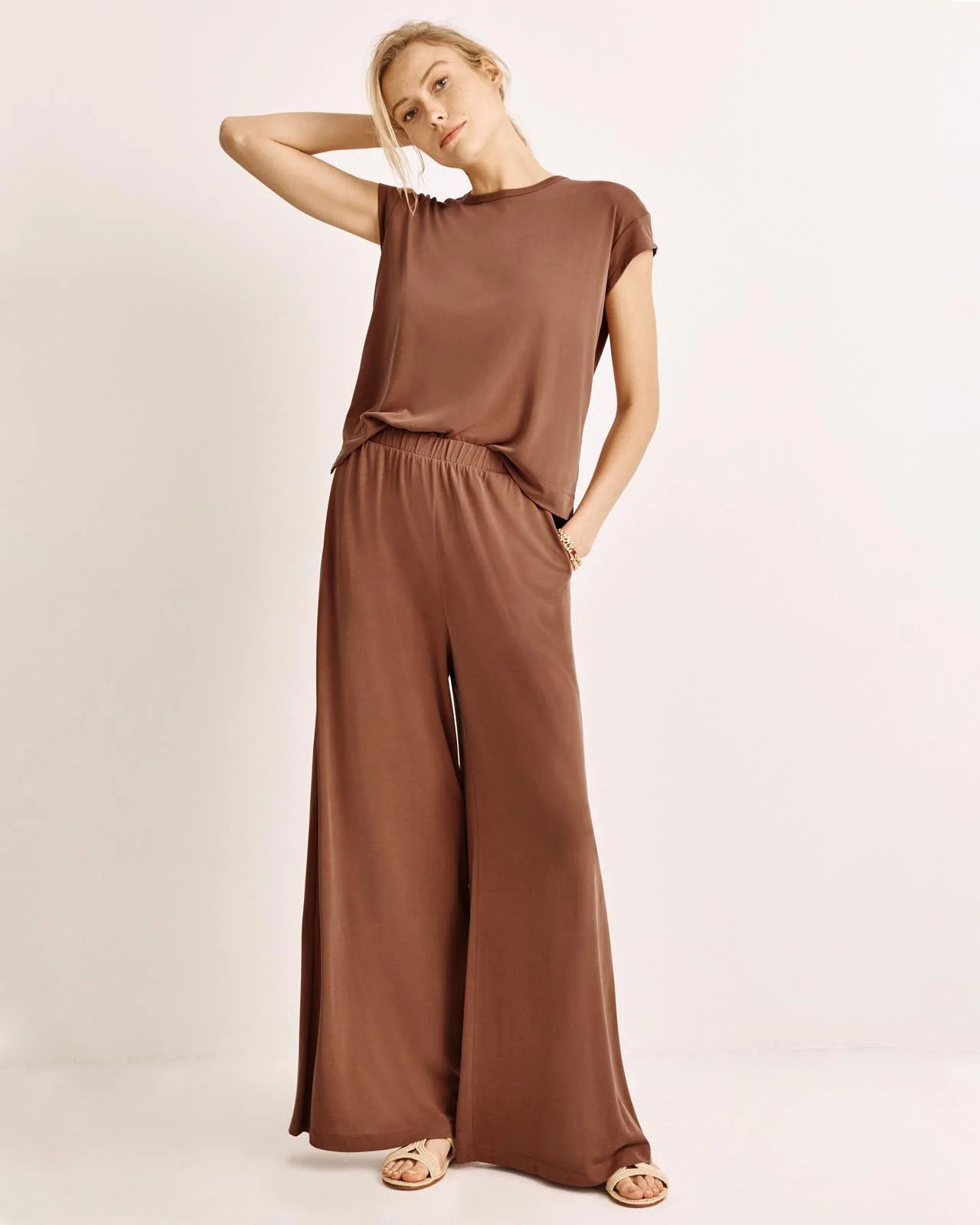 Arlo Sandwash Jersey Palazzo Pant | Splendid