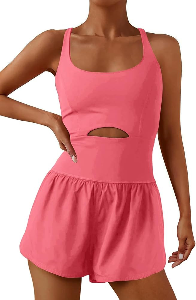 ReachMe Womens Running Onesie Workout Rompers Athletic Romper One Piece Outfits Exercise Jumpsuit... | Amazon (US)