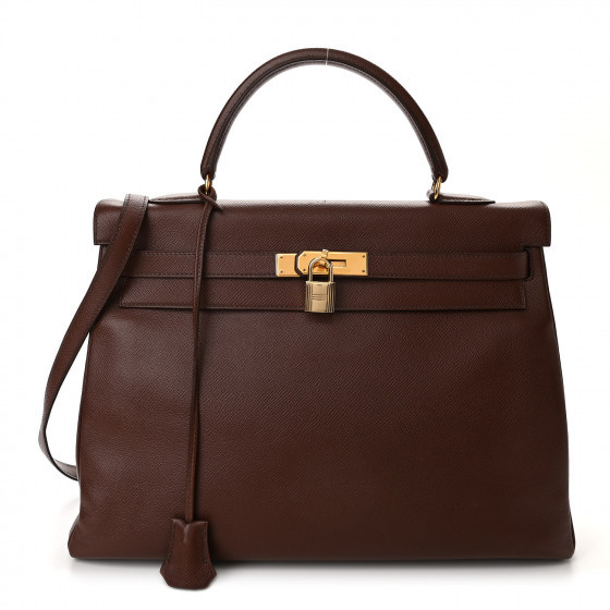 HERMES Courchevel Kelly Retourne 35 Noisette | FASHIONPHILE (US)