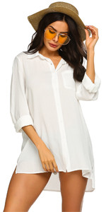 Ekouaer Women's Swimsuit Beach Cover Up Shirt Bikini Beachwear Bathing Suit Beach Dress | Amazon (US)