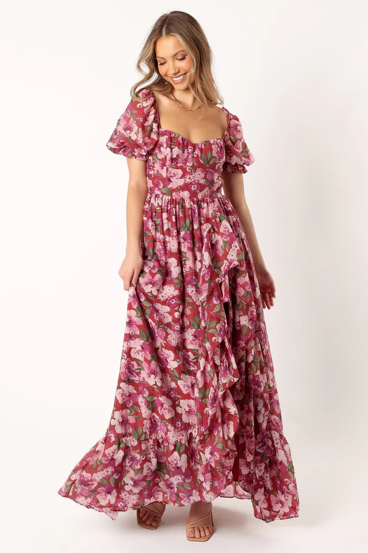 Rita Tiered Maxi Dress - Berry Floral | Petal & Pup (US)