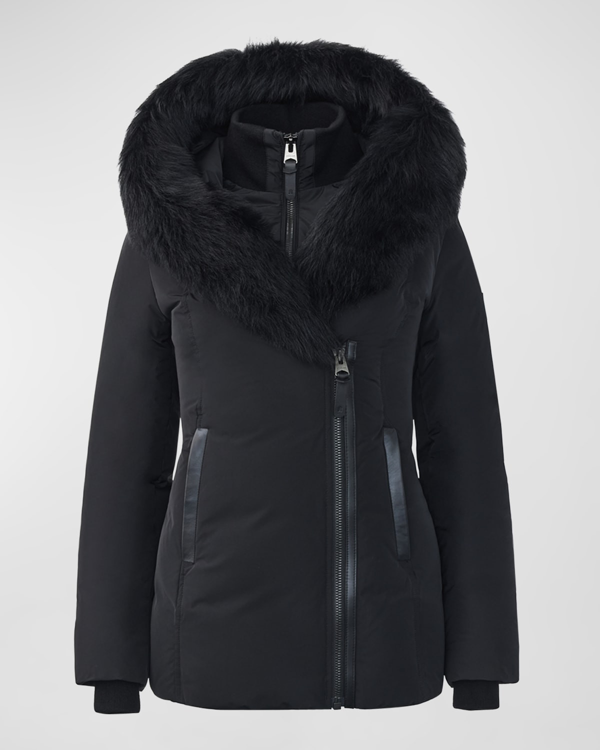 Adali Hooded Down Jacket with Shearling Collar | Neiman Marcus