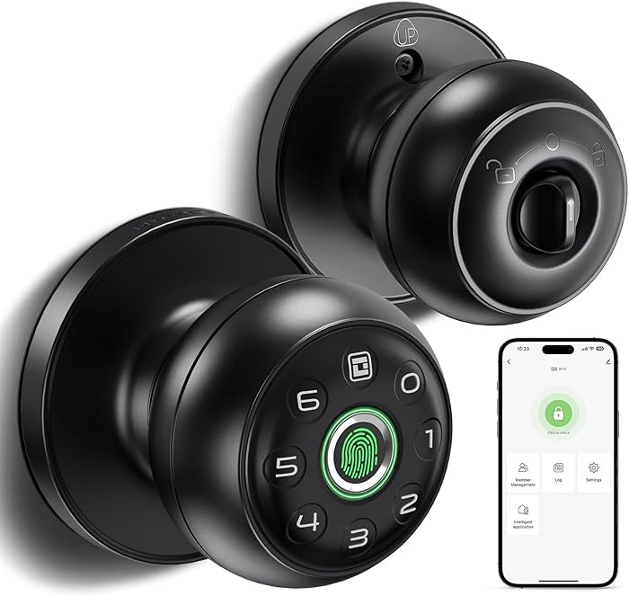GeekTale Fingerprint Door Lock, Smart Lock with App, Biometric Door Lock, Thumbprint Door Knob, S... | Amazon (US)