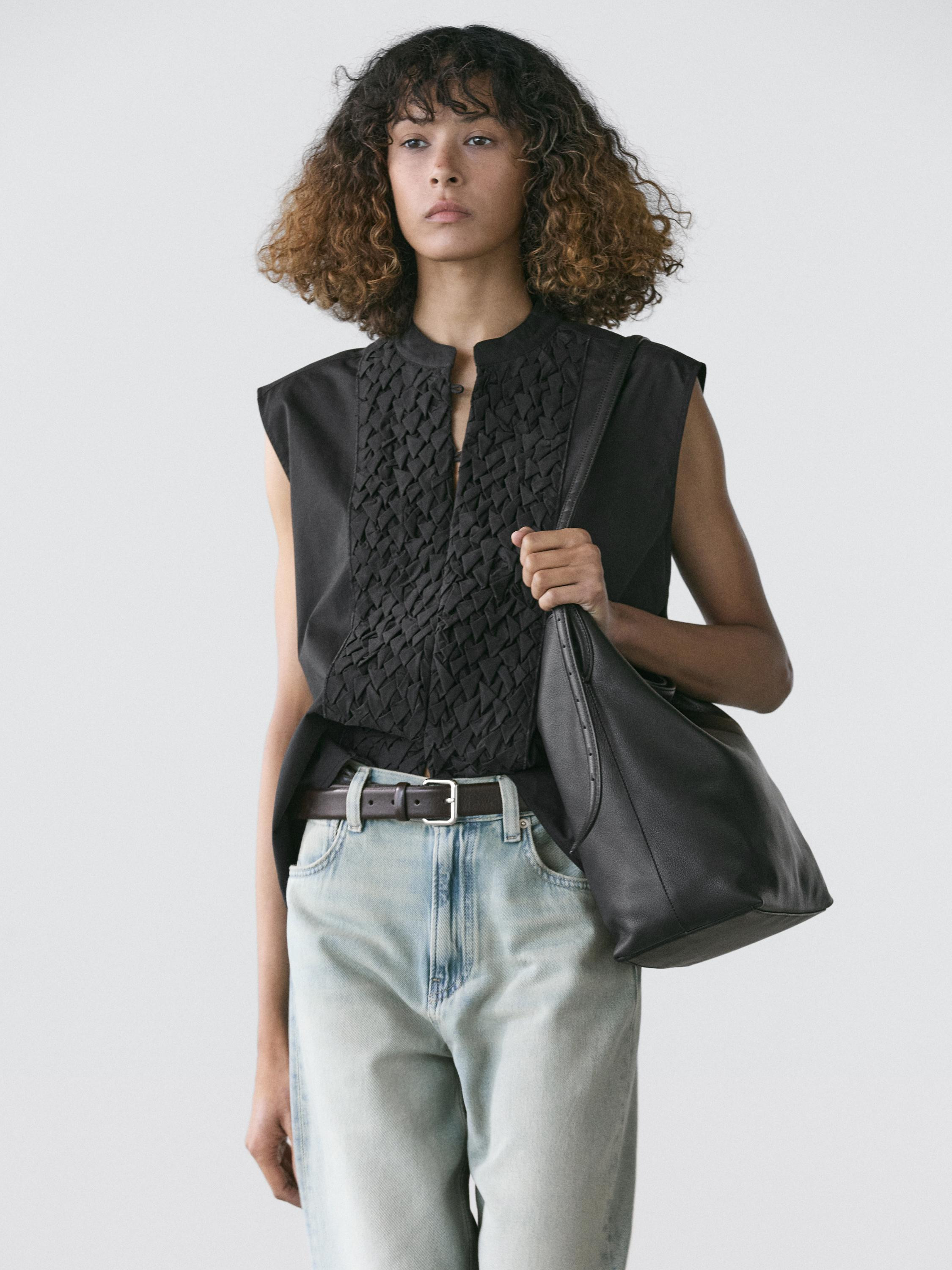 Weste aus Baumwolle mit Brustteil-Detail | Massimo Dutti DE