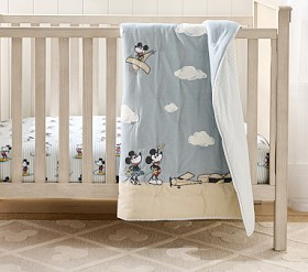 Disney Home x Sanderson Mickey Mouse Clouds Baby Quilt | Pottery Barn Kids