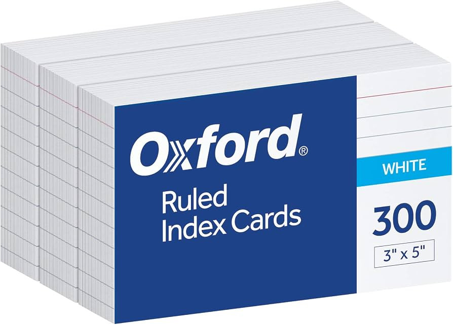 Oxford Ruled Index Cards, 3" x 5", White, Lined Index Flashcards, 300 per Pack (10022) | Amazon (US)