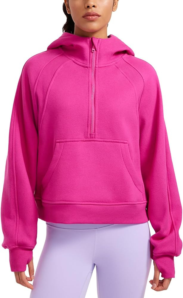CRZ YOGA Womens Fleece Lined Half Zip Hoodies Pullover Oversized Long Sleeve Casual Workout Sweat... | Amazon (US)
