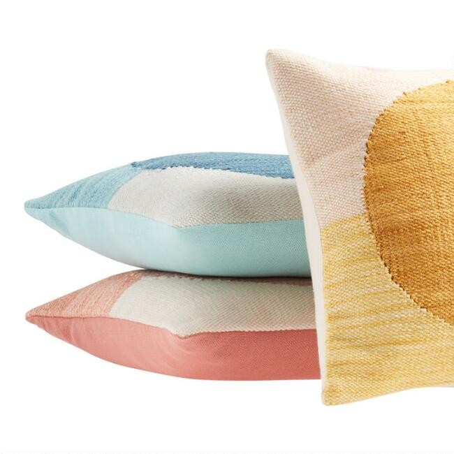 Two Toned Geo Sol Indoor Outdoor Throw Pillow | World Market