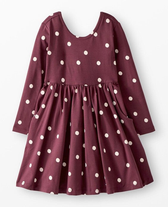 Girls' Dots On Brown Long Sleeve Skater Dress with Pockets - Size Little Kids 5 by Hanna Andersson | Hanna Andersson