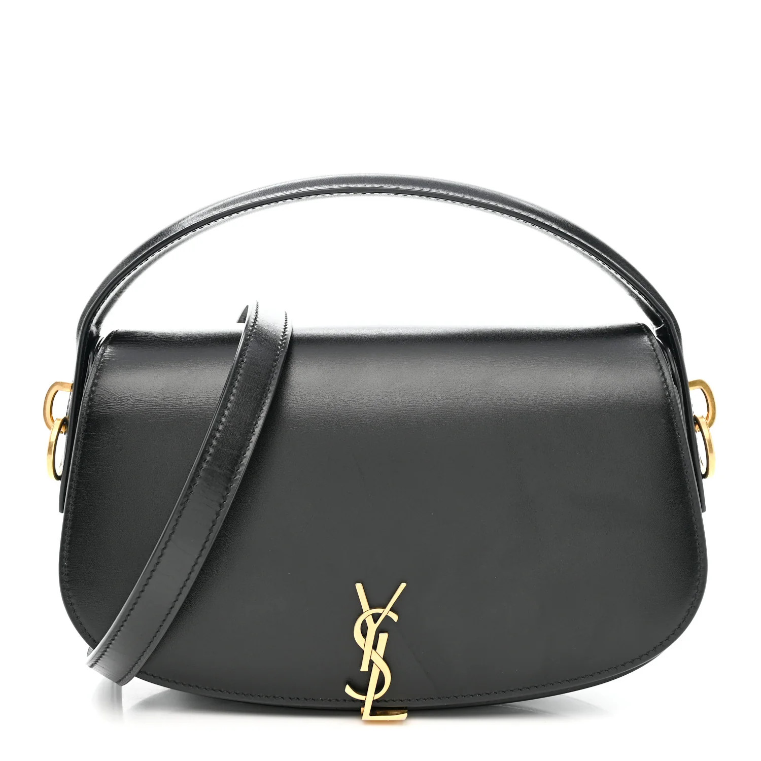 Saint Laurent Box Calfskin Voltaire Top Handle Crossbody Bag Black 1851354 | FASHIONPHILE (US)