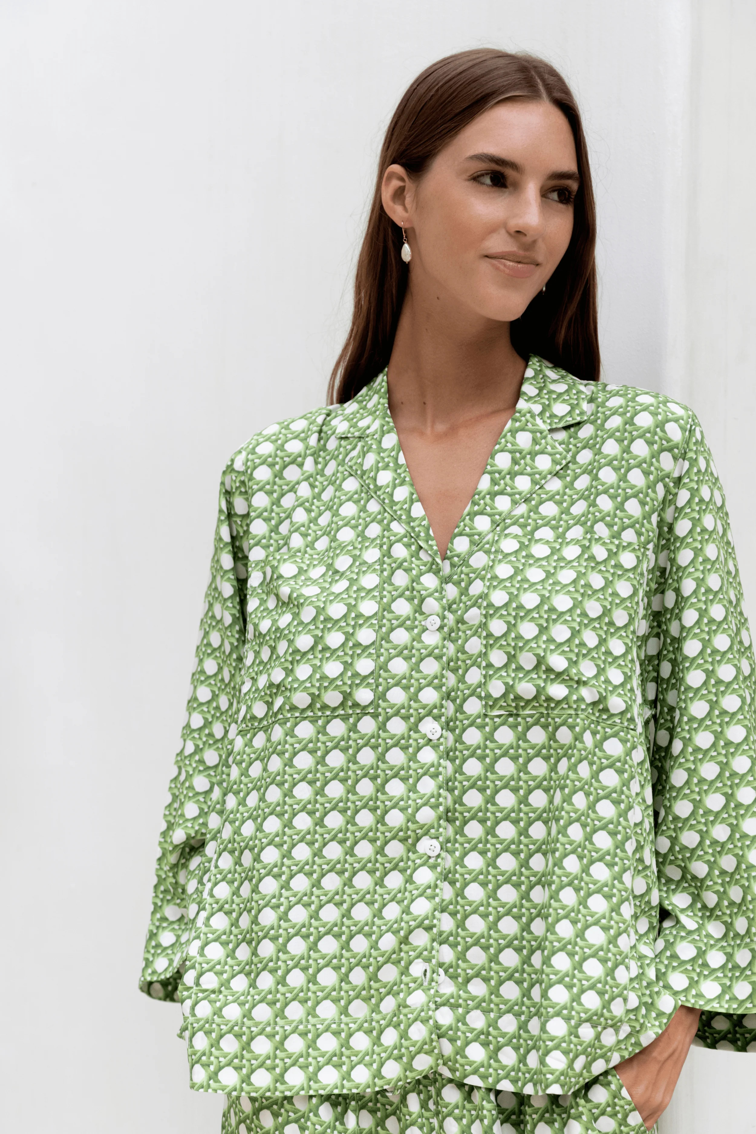 Peta Sleep Set - Long - ECOVERO™ - Rattan Green | Piyama US