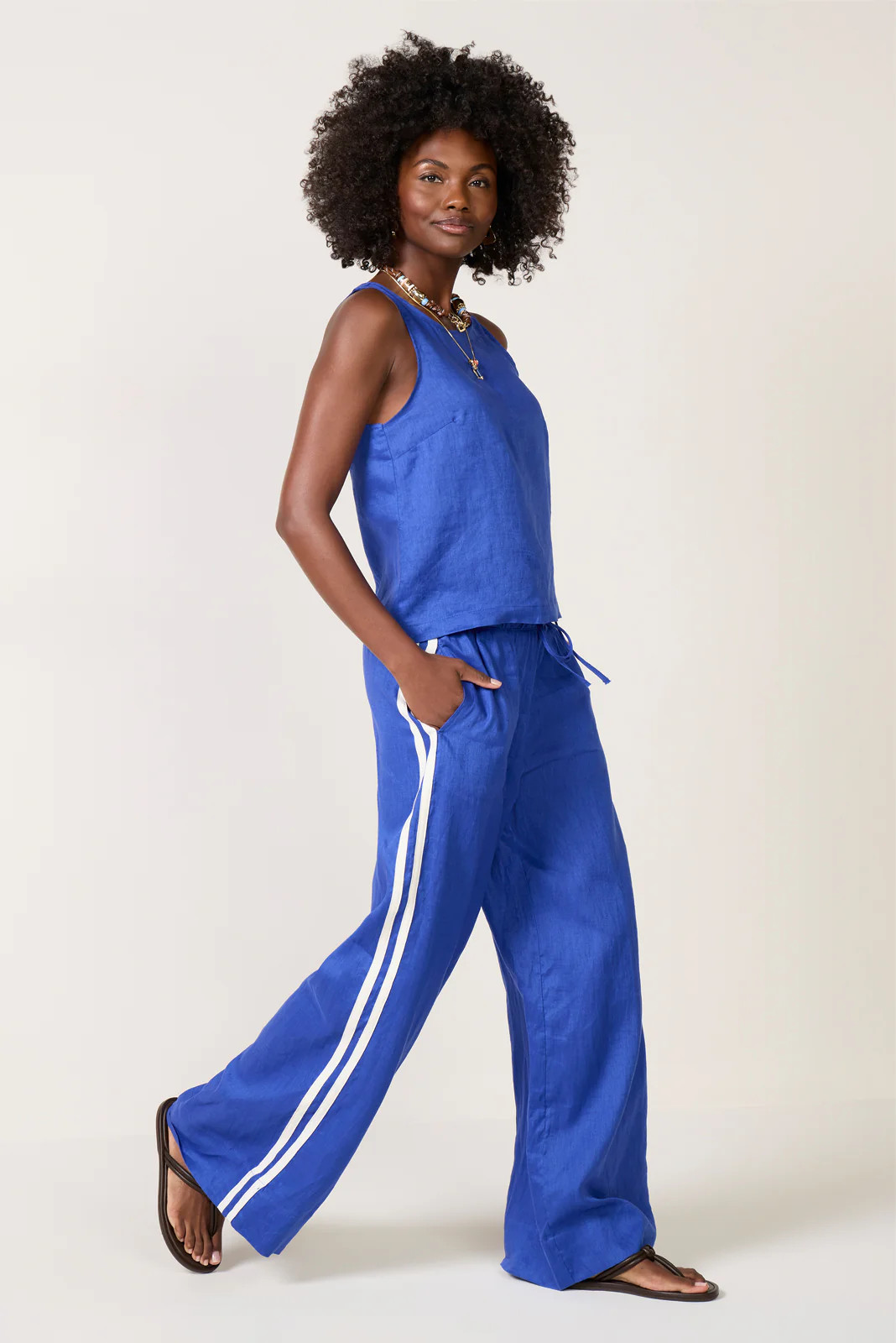 Z SUPPLY Women's Leah Linen Track Pants, Size XL, Blue | Evereve