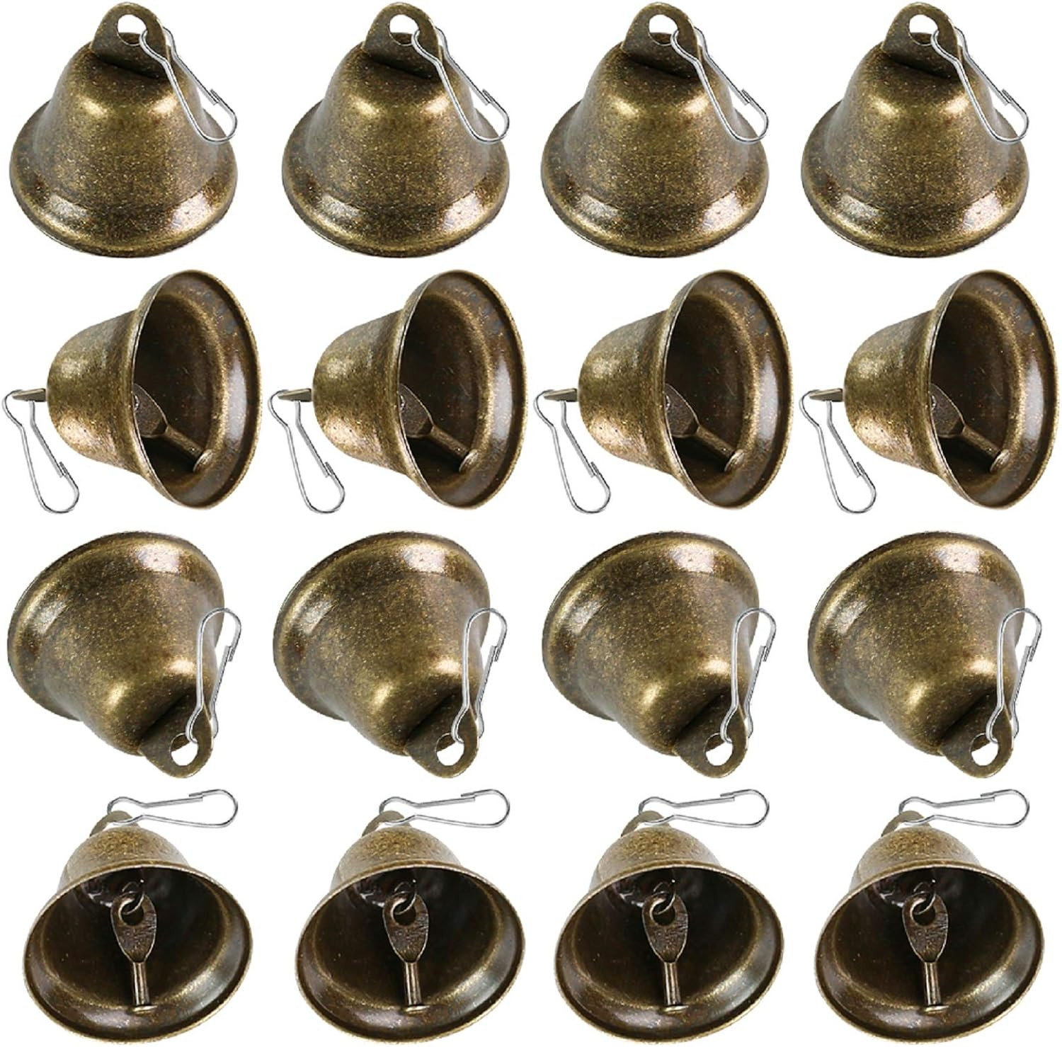 BigOtters Craft Bells, 16PCS Bronze Jingle Bells Vintage Bells (1.7" X 1.5") with Spring Hooks Ha... | Amazon (US)