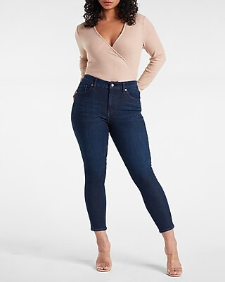 Mid Rise FlexX Dark Wash Skinny Jeans | Express