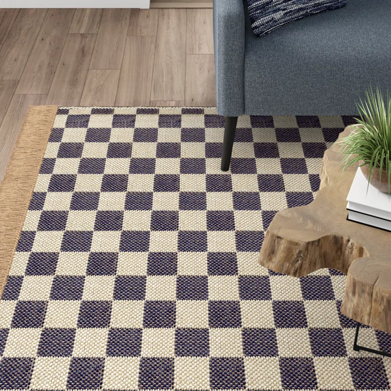 Connie Checkered Wool/Jute Tasseled Area Rug | Wayfair North America