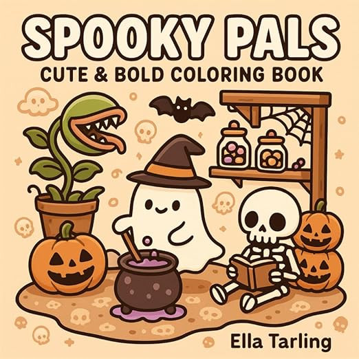 Spooky Pals – Cute & Easy Halloween Coloring Book for Kids & Adults | Amazon (US)