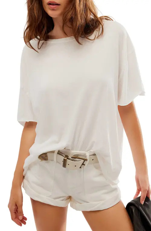 Free People Nina Crewneck Cotton T-Shirt in Ivory at Nordstrom, Size X-Large | Nordstrom