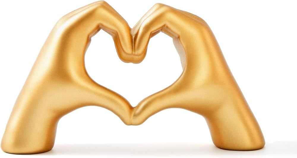 OTARTU Golden Gesture Heart Decoration, Modern Love Statue Finger, Abstract Art Sculpture Home We... | Amazon (US)
