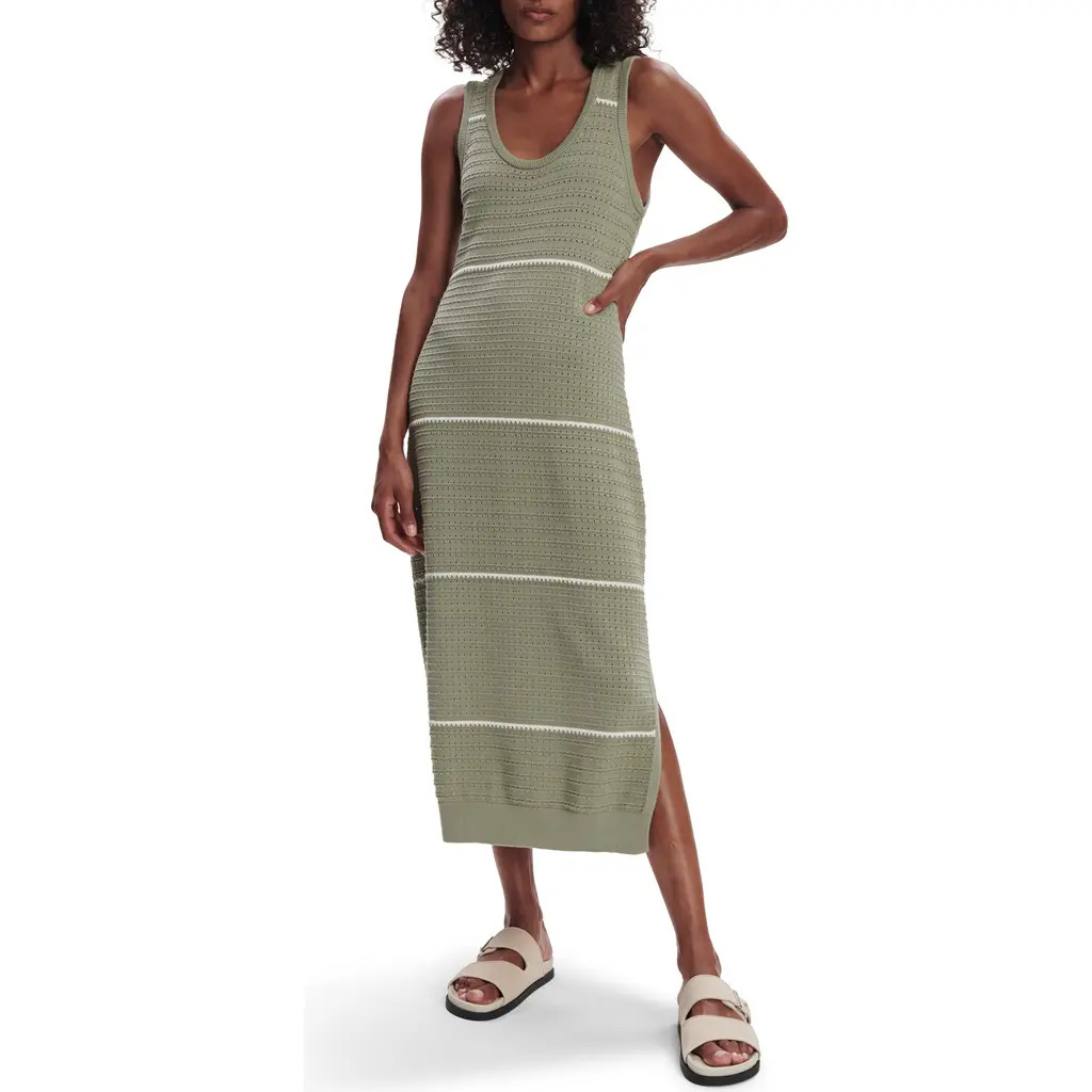 Varley Scott Stripe Sleeveless Sweater Dress in Seagrass at Nordstrom, Size Large | Nordstrom