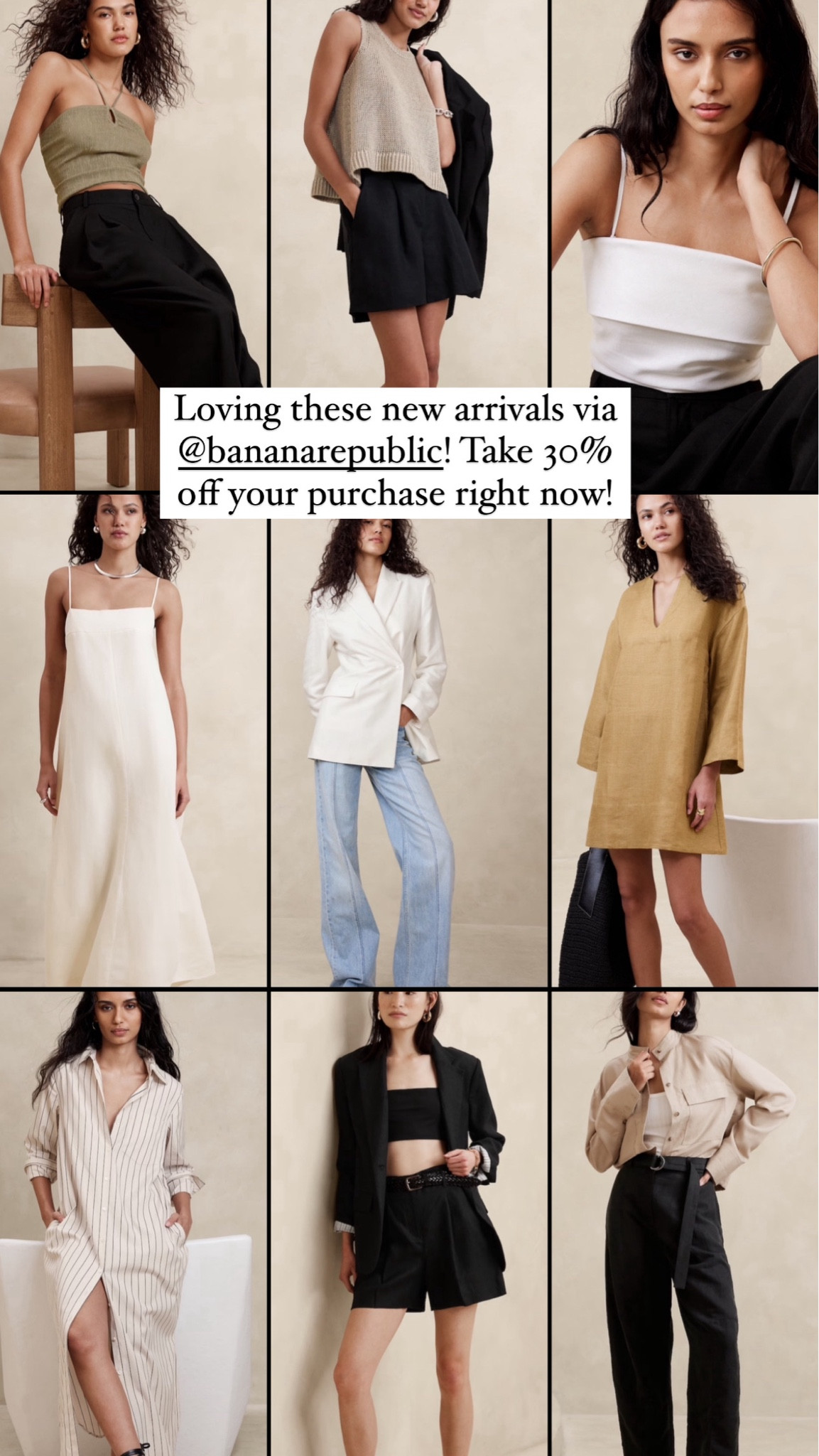 Take 30% off your purchase via Banana Republic right now!!!

#LTKSaleAlert #LTKFindsUnder100 #LTKWorkwear