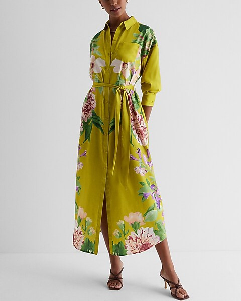 Floral Boyfriend Portofino Maxi Shirt Dress | Express