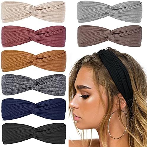 Amazon.com : Huachi Headbands for Women Girls Top Knot Stretchy Headband Boho Twist Hair Bands Cu... | Amazon (US)