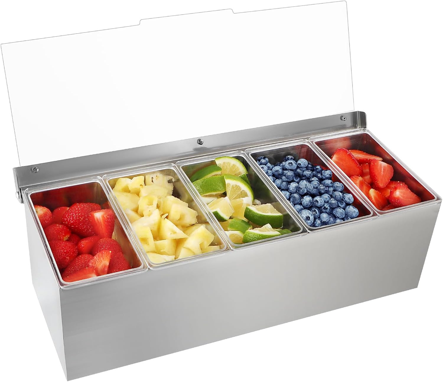 MOLIGOU Chilled Condiment Server, Stainless Steel Chilled Condiment Tray with Lid, Ice Fruit Serv... | Amazon (US)