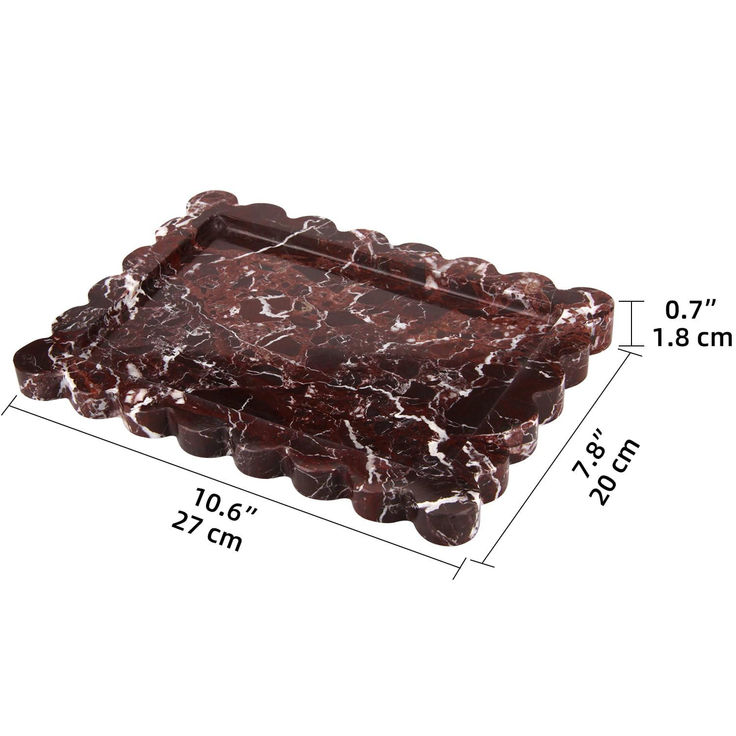 Scalloped Marble Decorative Tray,Luxury Natural Stone Bathroom Vanity Tray, Dresser Top Perfume C... | Amazon (US)