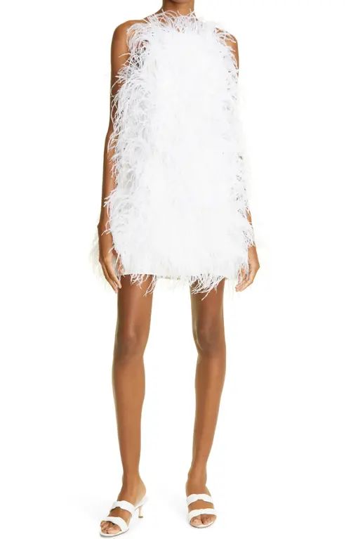 Cult Gaia Shannon Ostrich Feather Dress in Off White at Nordstrom, Size Small | Nordstrom