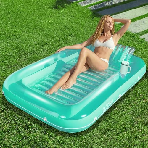 SLOOSH Inflatable Tanning Pool Lounger Float, 70" x 46" Pool Floats Adult with Pillow, 4 in 1 Sun... | Amazon (US)