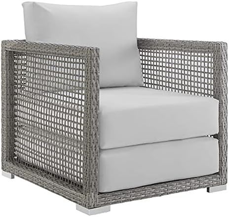 Amazon.com : Modway EEI-2923-GRY-WHI Aura Outdoor Patio Wicker Rattan Sofa, Gray White : Patio, L... | Amazon (US)