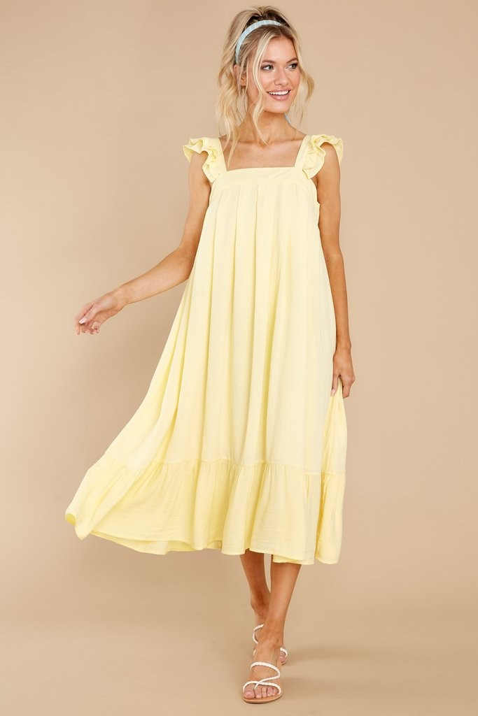 So You Hear Sunshine Yellow Midi Dress | Red Dress 