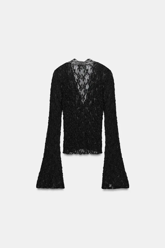 LACE BELL SLEEVE TOP | Zara US