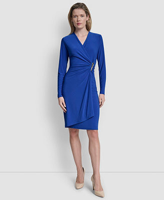 DKNY Women's V-Neck Wrap Dress - Macy's | Macy's