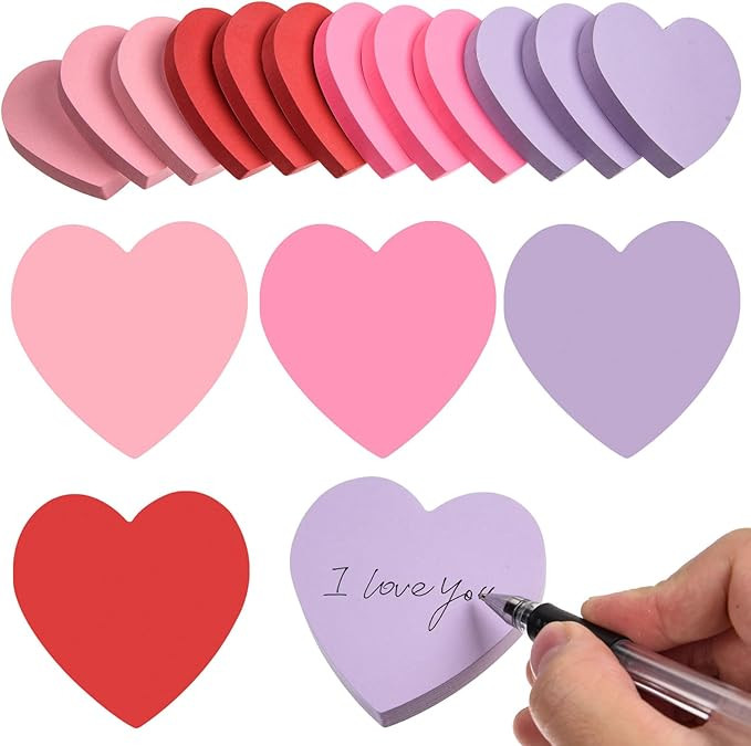 1200 Sheets Heart Shaped Sticky Notes 3x3 Inch Sticky Notes Cute 4 Assorted Color Sticky Memo Pad... | Amazon (US)
